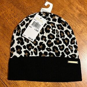 Michael Kors Leopard Print Knit Hat